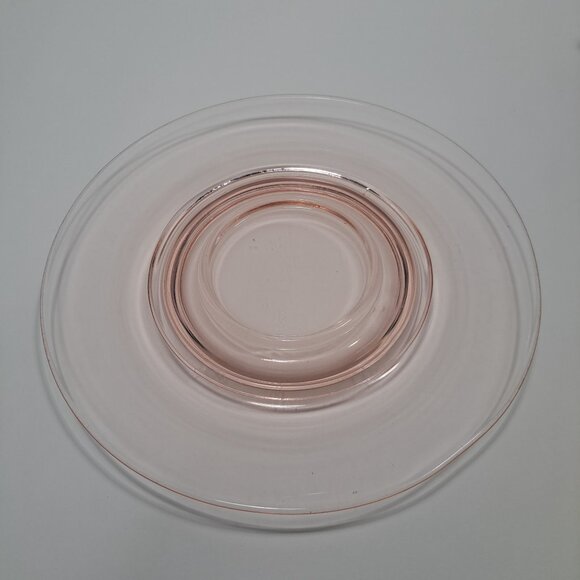 Pink Depression Glass plate Raised Center Rim 10" - Picture 5 of 8